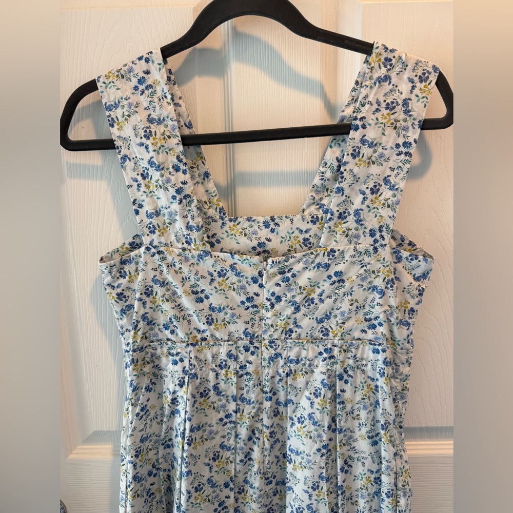 Mona Thalheimer Blue ditzy floral empire waist 100% cotton maxi dress size small - Picture 6 of 16